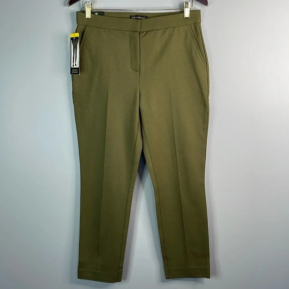 BANANA REPUBLIC NWT Dark Olive Green Mid Rise Straight Leg Pants Stretch Size 6 - Picture 12 of 12
